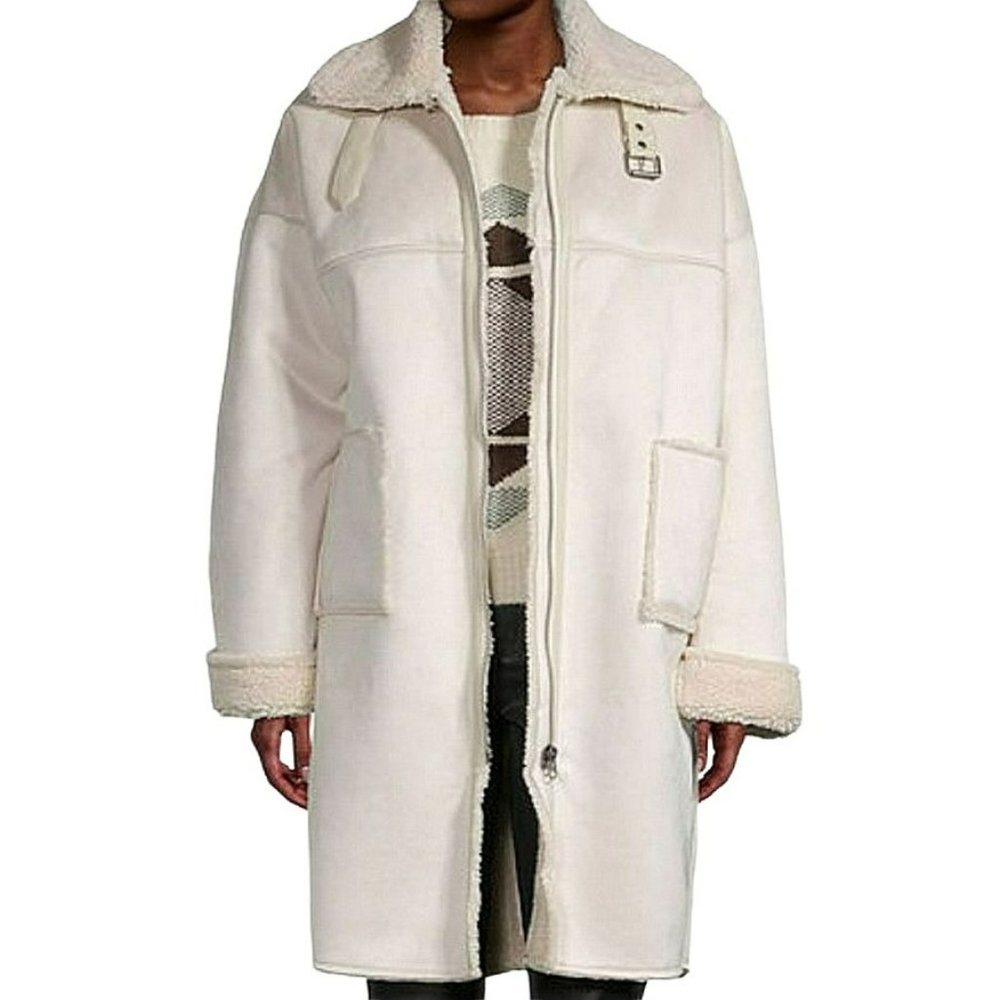 Faux Suede Shearling Car Coat